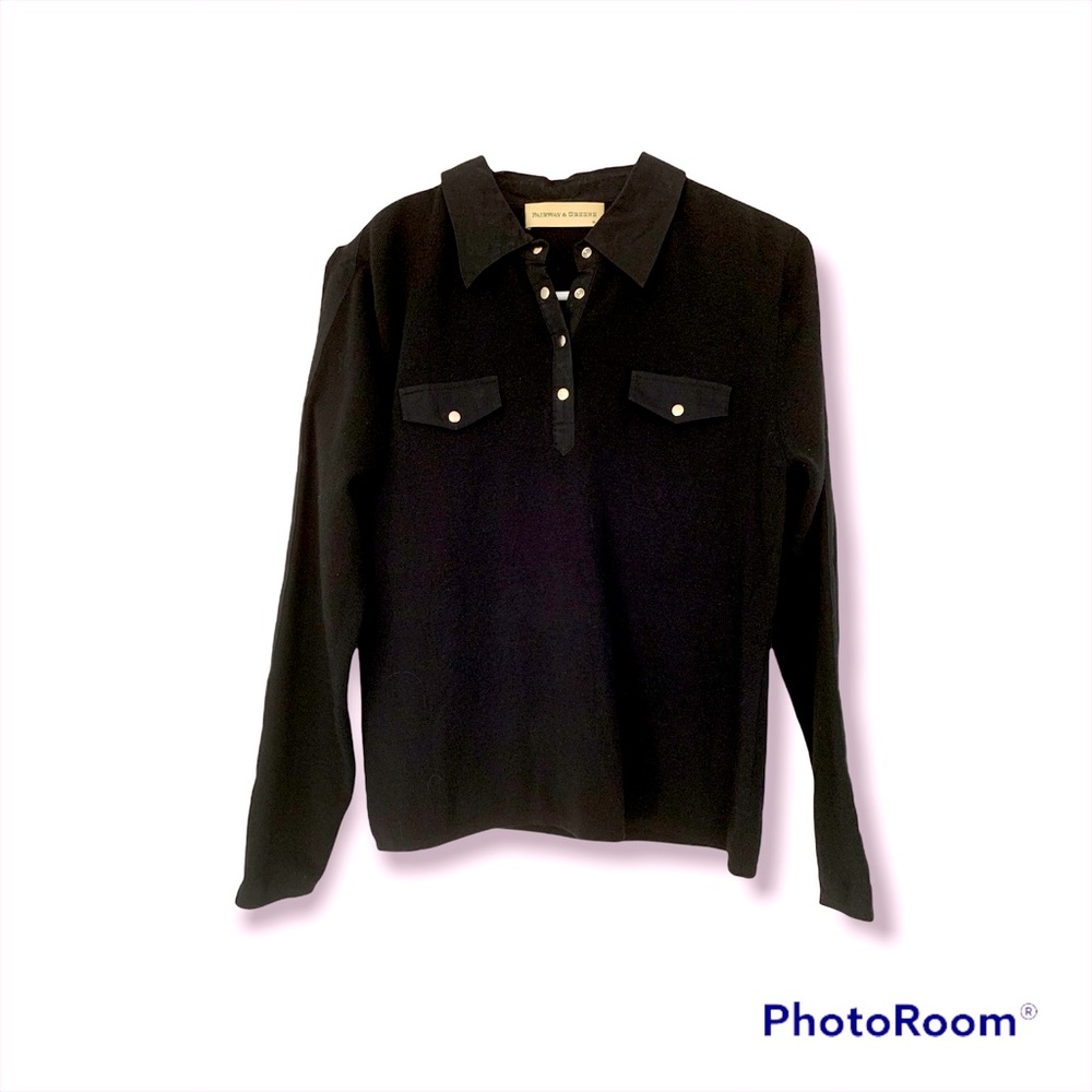 FAIRWAY & GREENE Women’s Black Wool Blend Sweater with Collar Size M